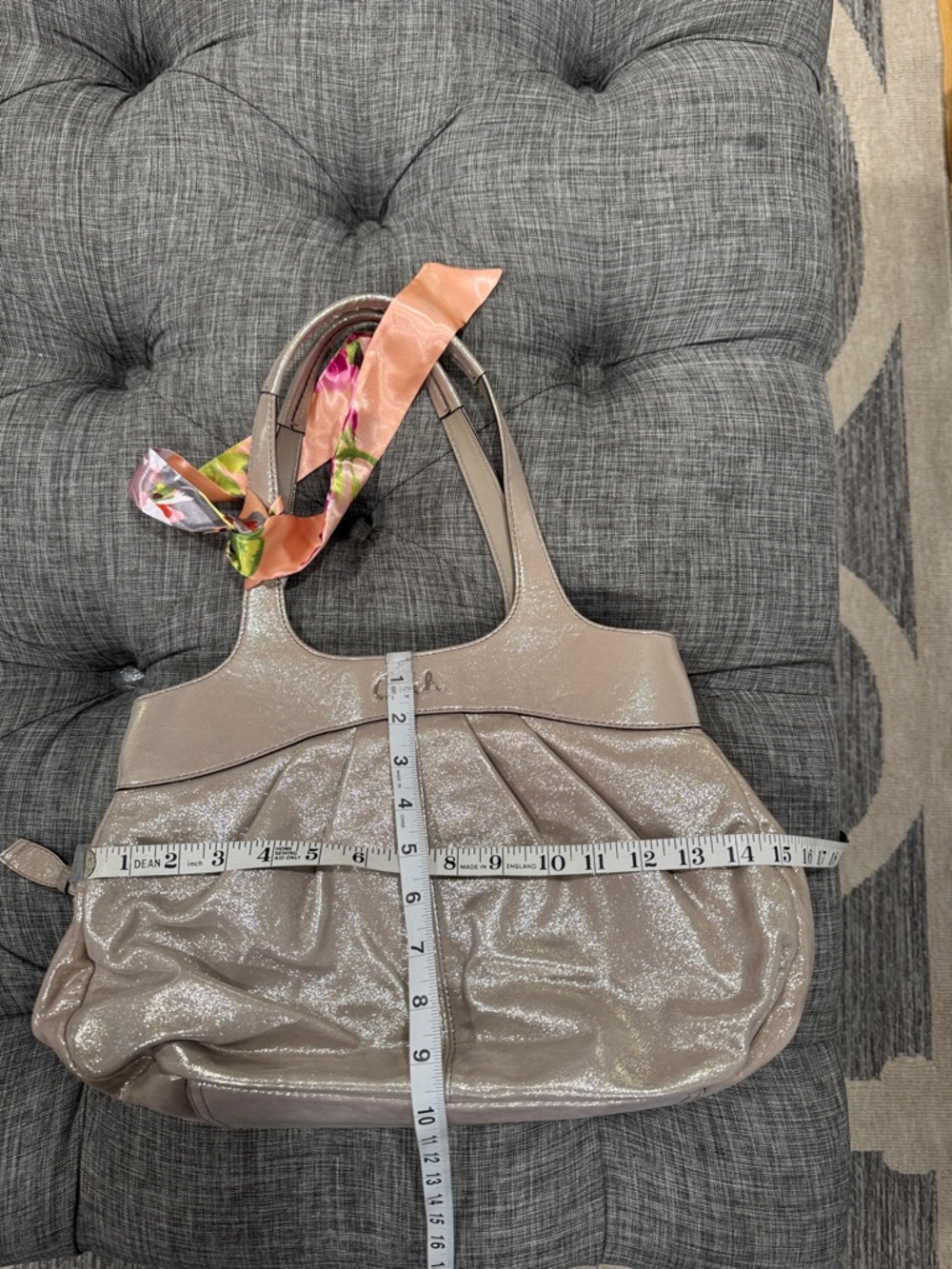 Coach Bag Lexi Metallic Gold Champagne Sparkle Leather Pleated Shoulder Bag - Picture 16 of 17